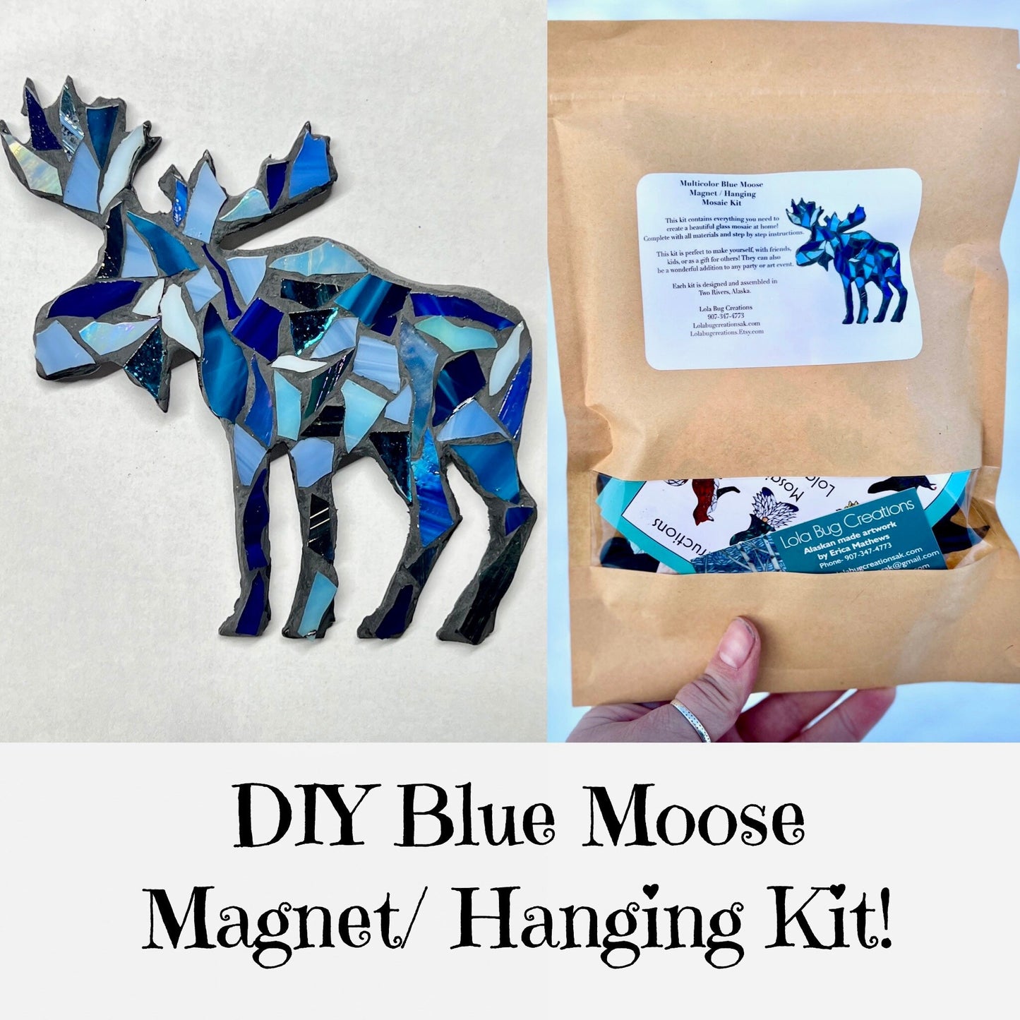 Blue Moose Magnet/ Hanging Glass Mosaic Kit - DIY- Make it yourself