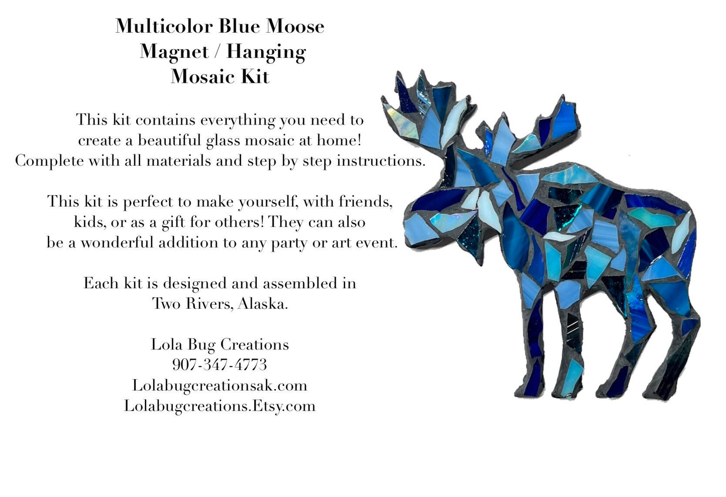 Blue Moose Magnet/ Hanging Glass Mosaic Kit - DIY- Make it yourself