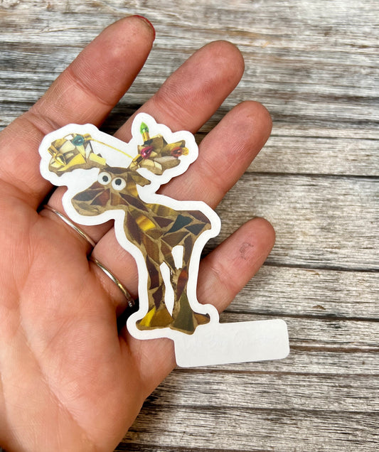 Clear Christmas lights on antlers Moose vinyl sticker