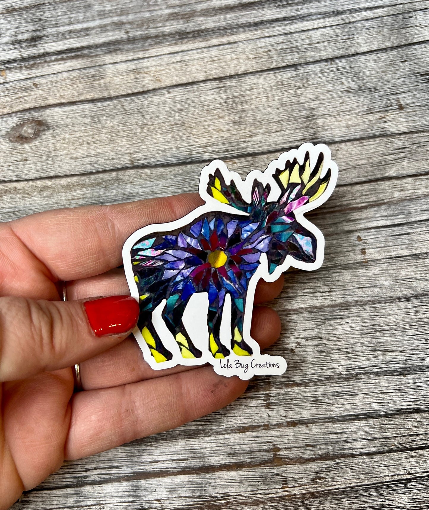 Rainbow burst multicolor moose magnet