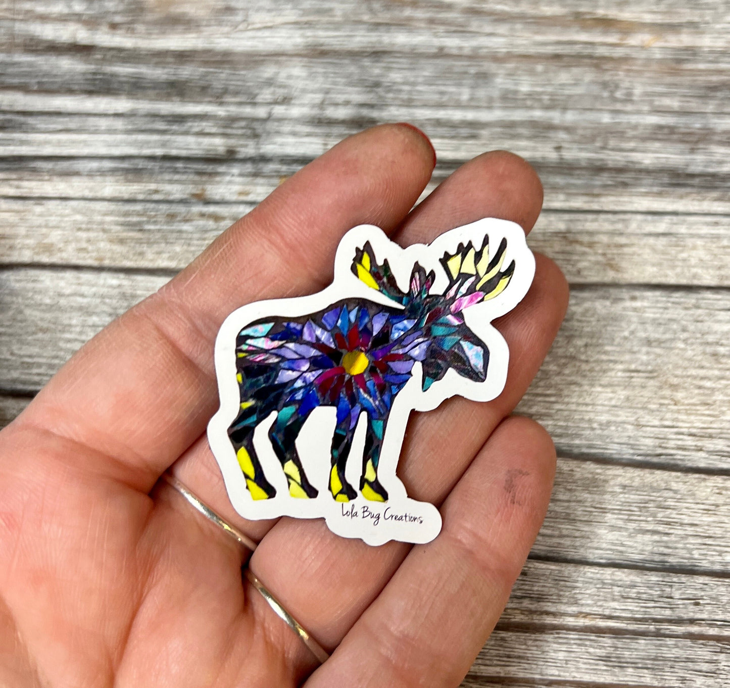 Rainbow burst multicolor moose small  magnet