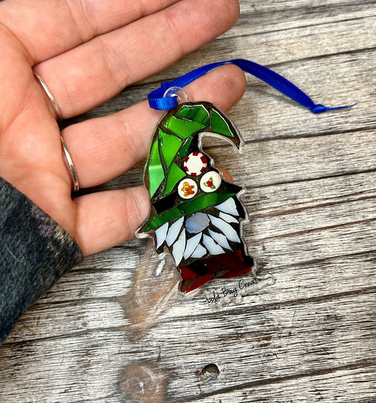 Holiday gnome acrylic ornament