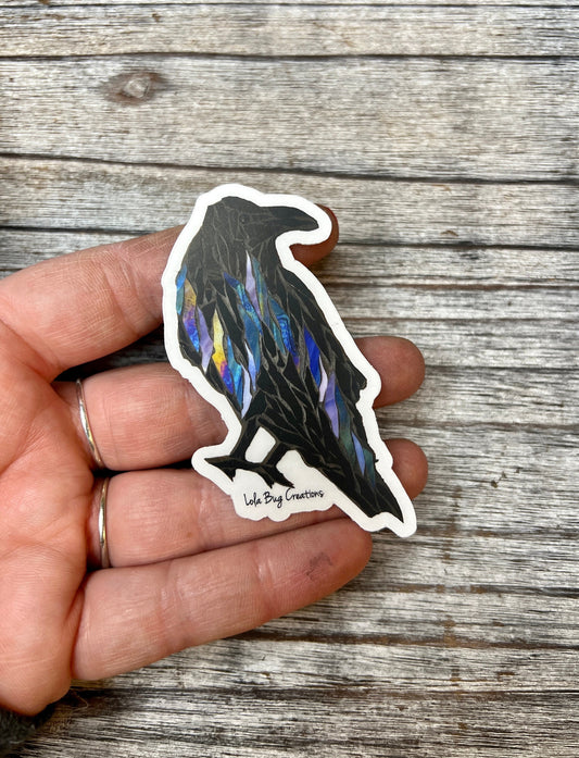 Northern Lights Studious Raven  Clear vinyl sticker