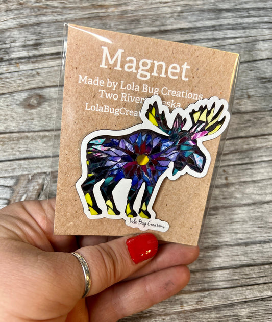 Rainbow burst multicolor moose magnet