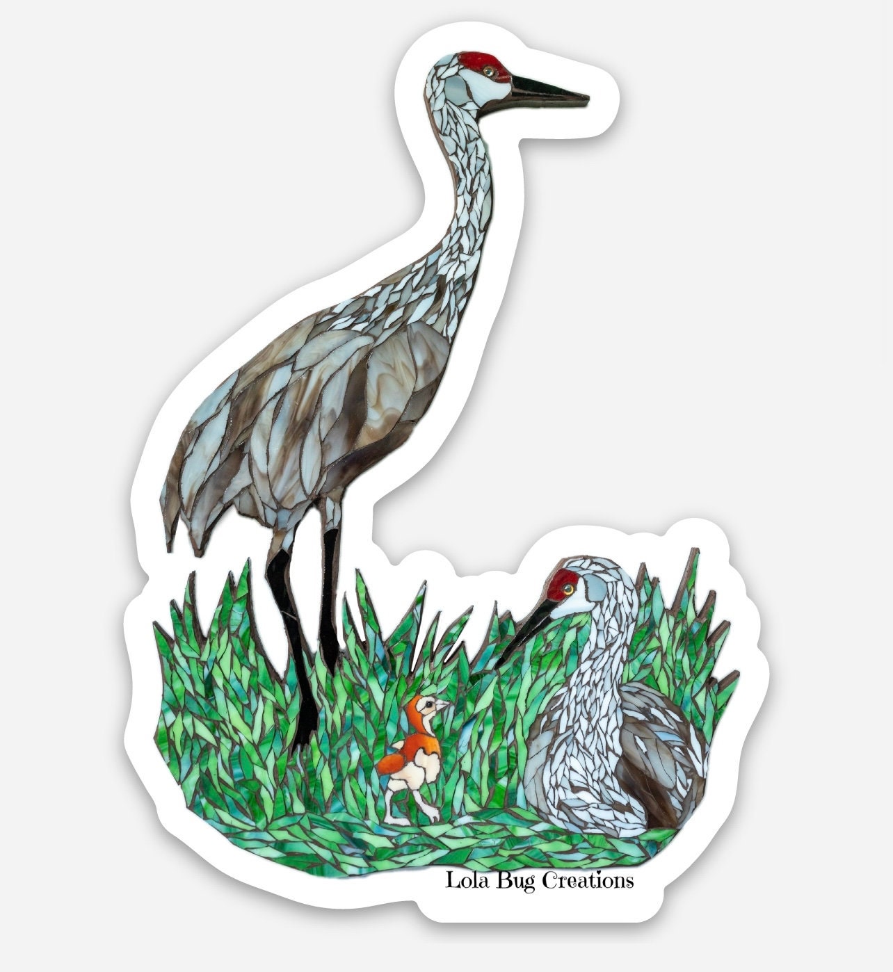 Sandhill Crane Family Vinyl Sticker