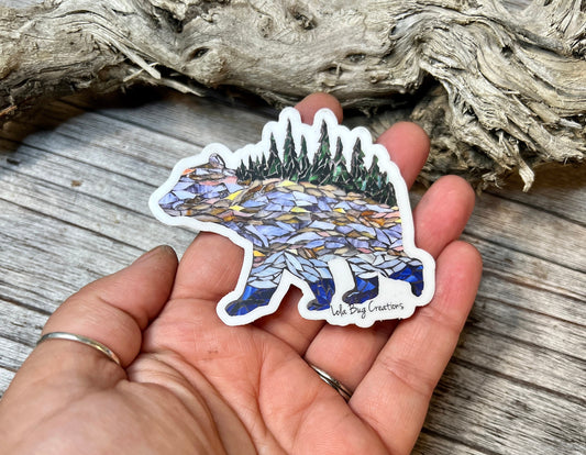 Bear Sky and Trees Vinyl Sticker