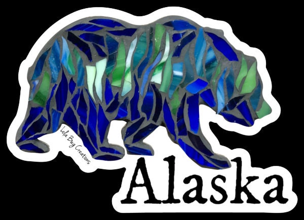 Northern Lights Bear Alaska Vinyl Sticker