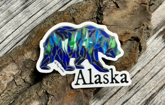 Northern Lights Bear Alaska Vinyl Sticker