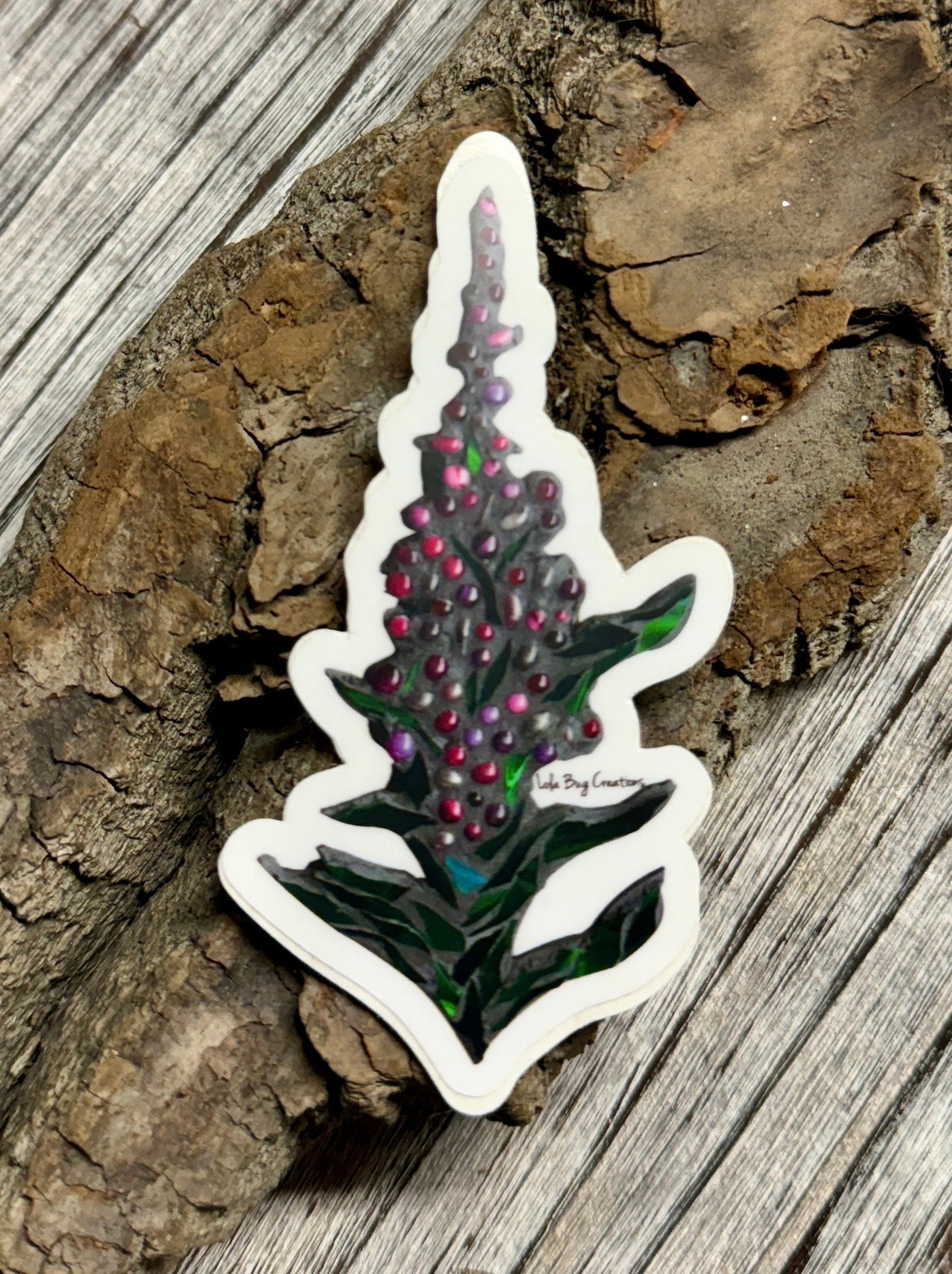 Fireweed vinyl sticker beaded