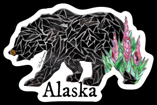 Bear and Fireweed Alaska Vinyl Sticker