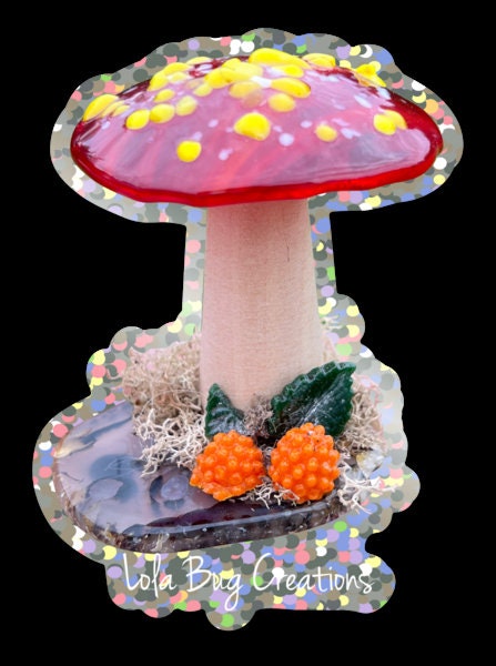 Glitter Amanita Mushroom Sunset Vinyl Sticker