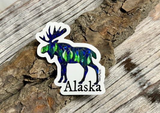 Northern Lights Moose Vinyl Sticker