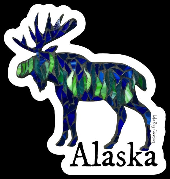 Northern Lights Moose Vinyl Sticker