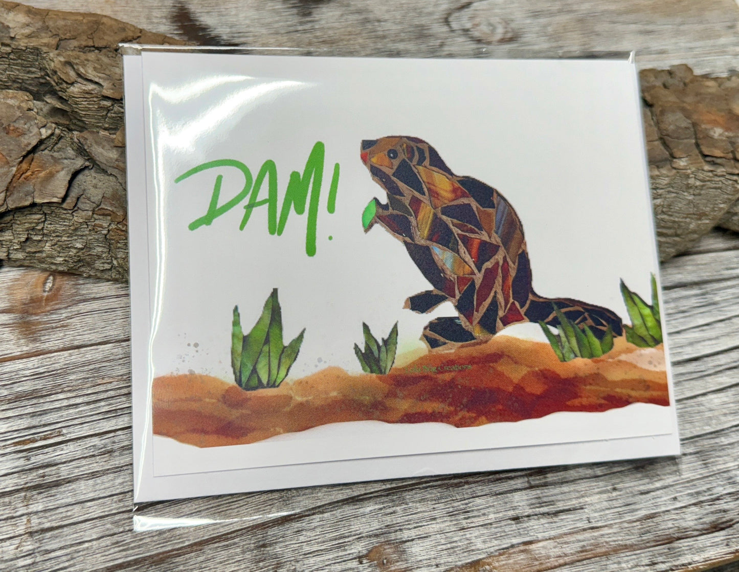 Beaver “dam”  Mosaic Note Card