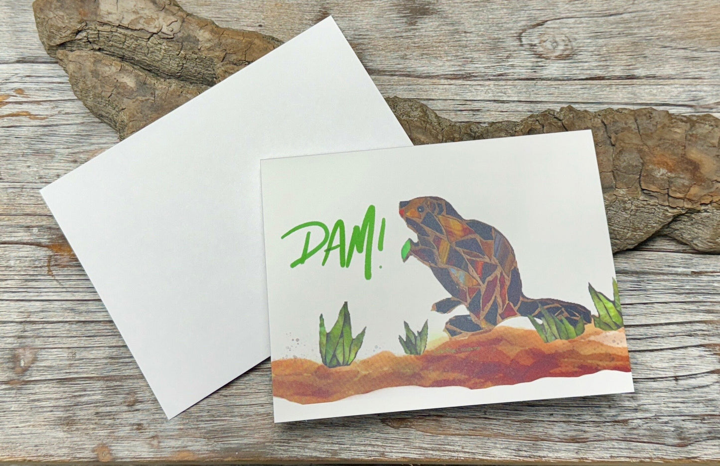 Beaver “dam”  Mosaic Note Card