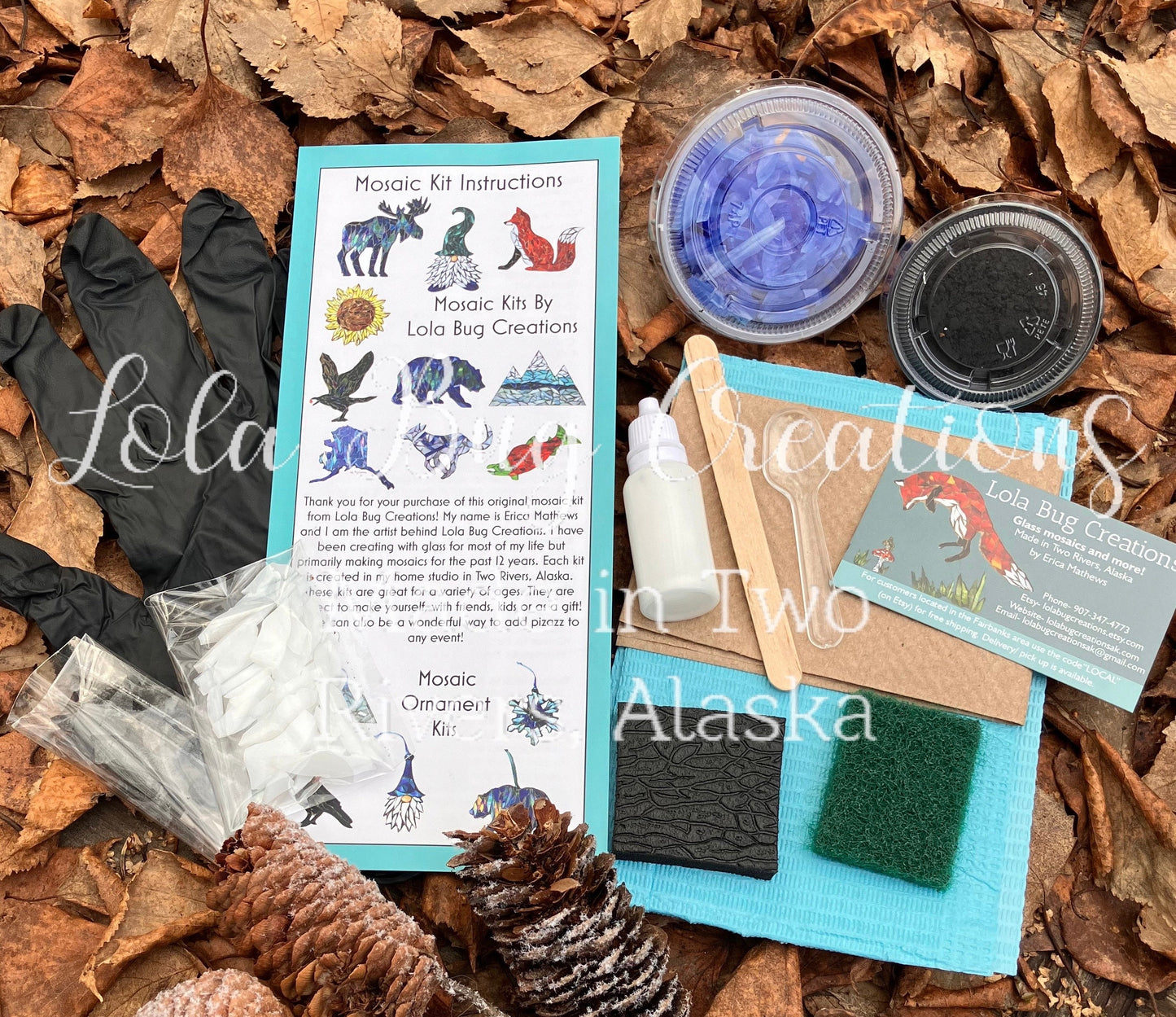 Northern Lights Wolf Glass Mosaic Kit - DIY- Make it yourself- Do it yourself