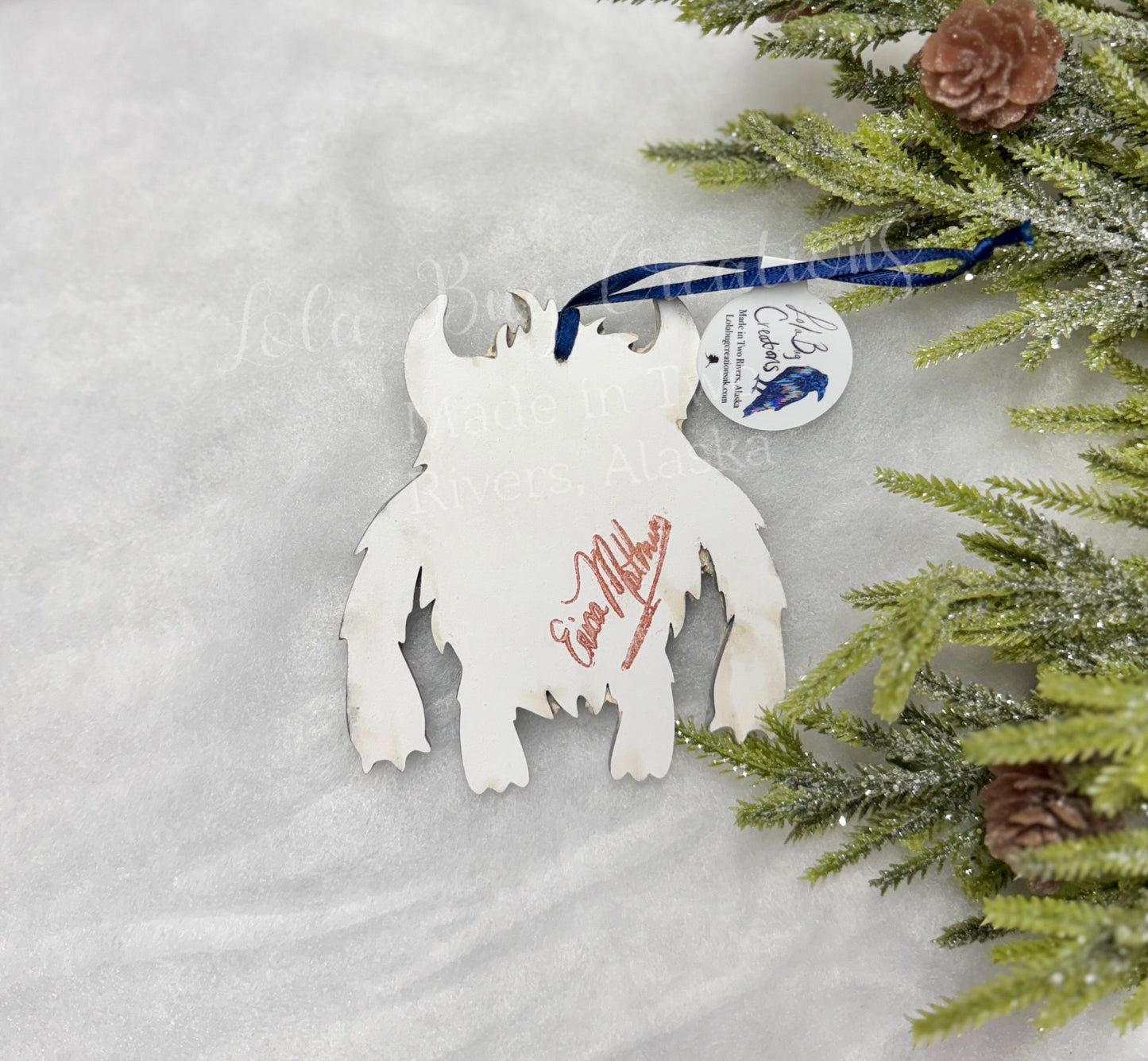 Yeti / Abominable Snowman glass mosaic ornament / Magnet.