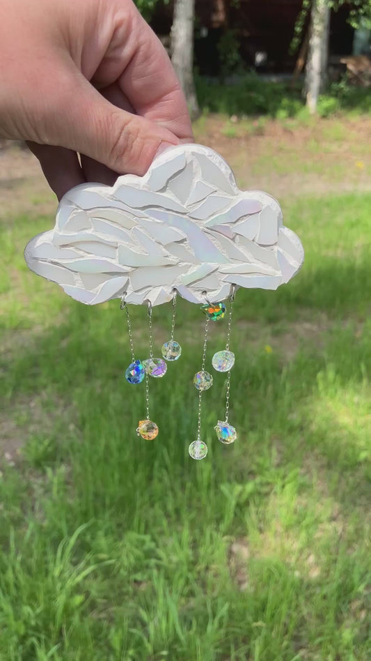 Cloud with rain drops glass mosaic
